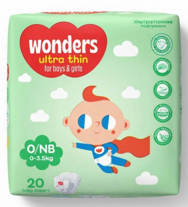 Подгузники WONDERS UT (0 - 3.5 кг) NB20